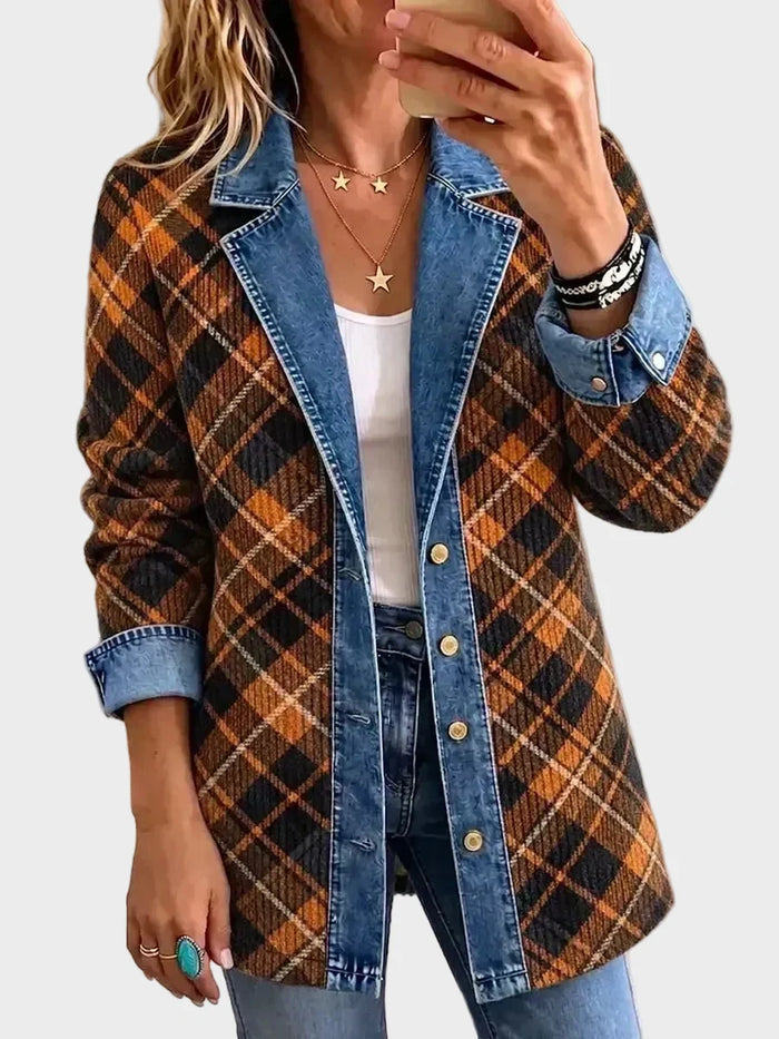 Naomi - Chaqueta vaquera con estampado de bloques vintage
