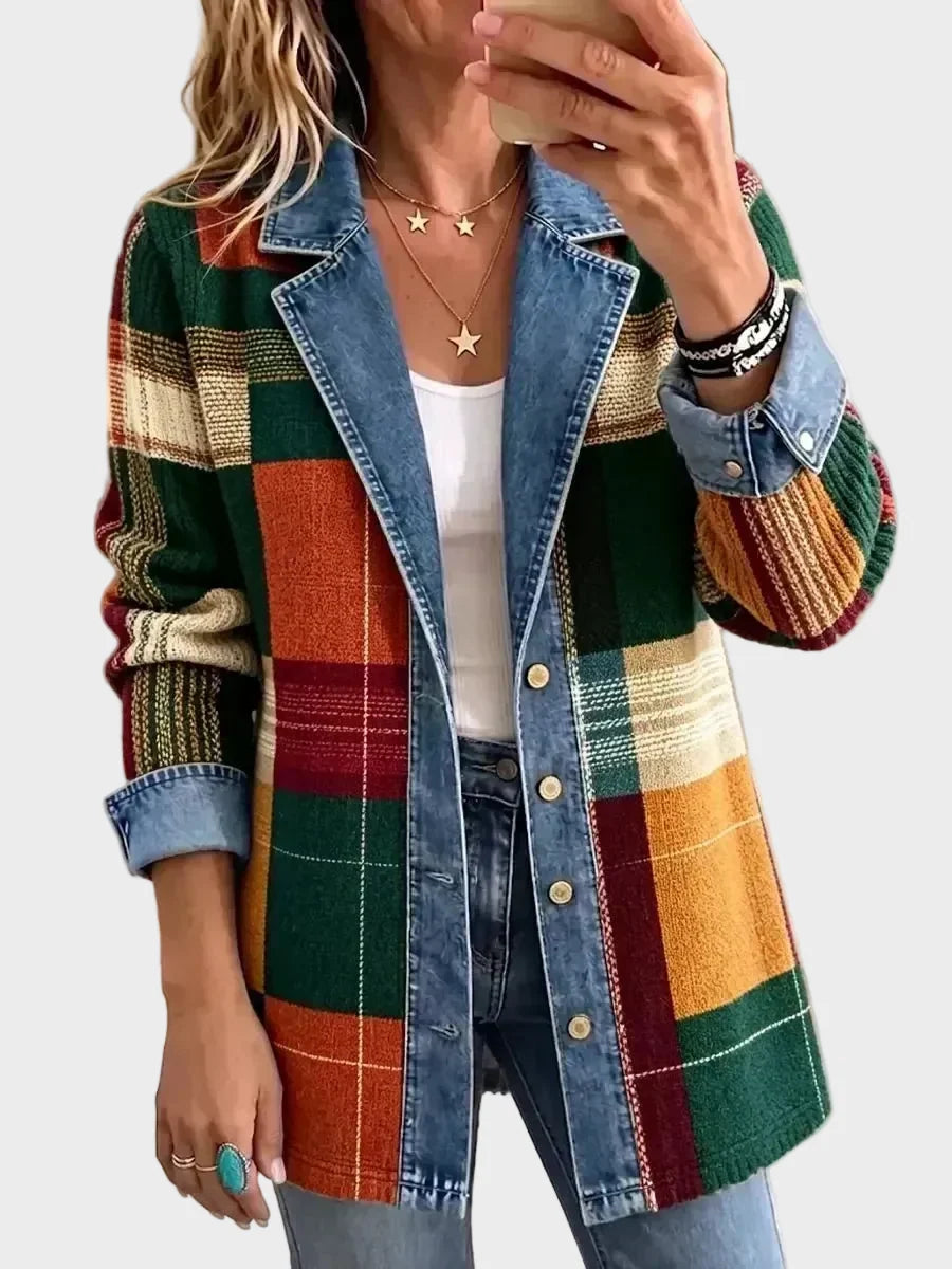 Claire - Chaqueta vaquera retro a cuadros