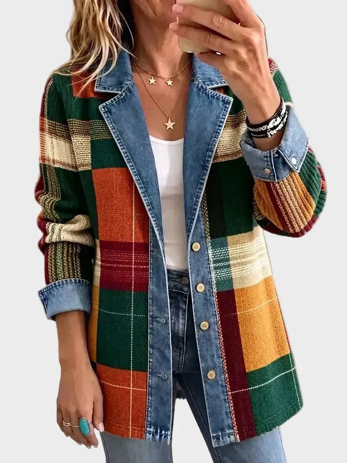 Claire - Chaqueta vaquera retro a cuadros