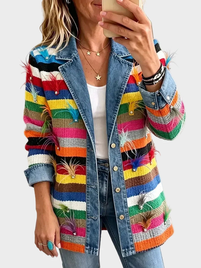 Caroline - Chaqueta vaquera con estampado vintage