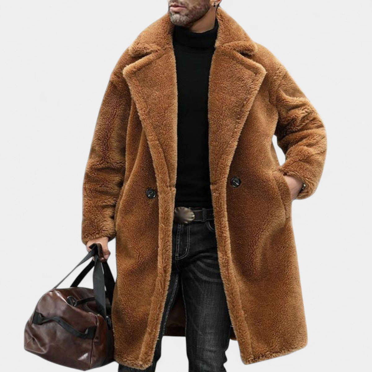 Patrik – Abrigo de invierno tipo peluche con solapas