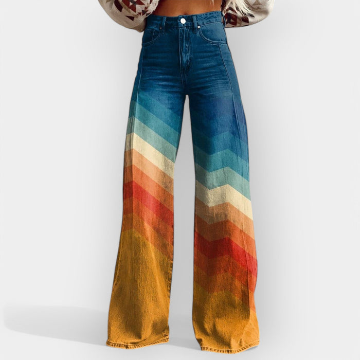 Rozálie - Pantalón alto con perneras acampanadas