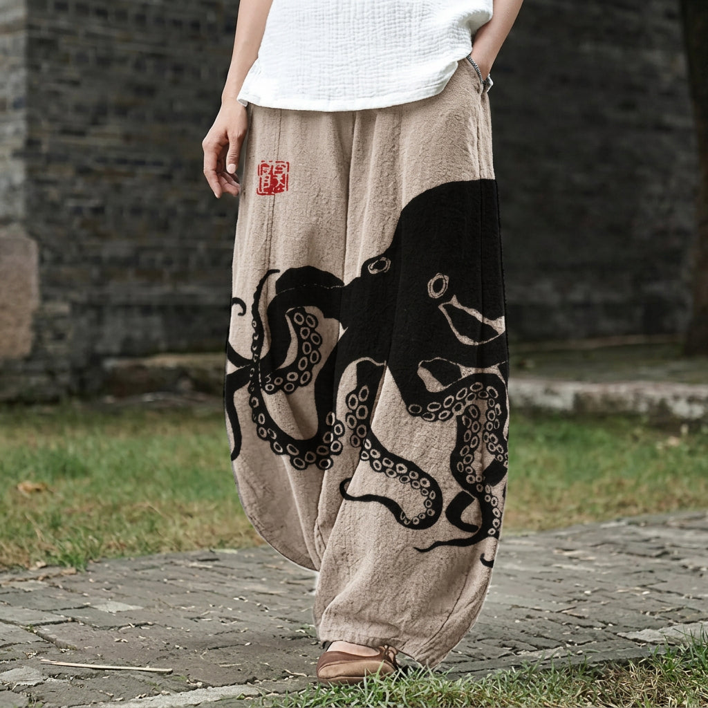 Amandine – Pantalón ancho con estampado náutico