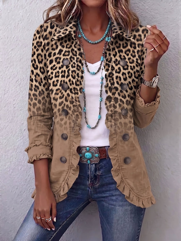 Mia | Chaqueta con volantes degradados de leopardo vintage