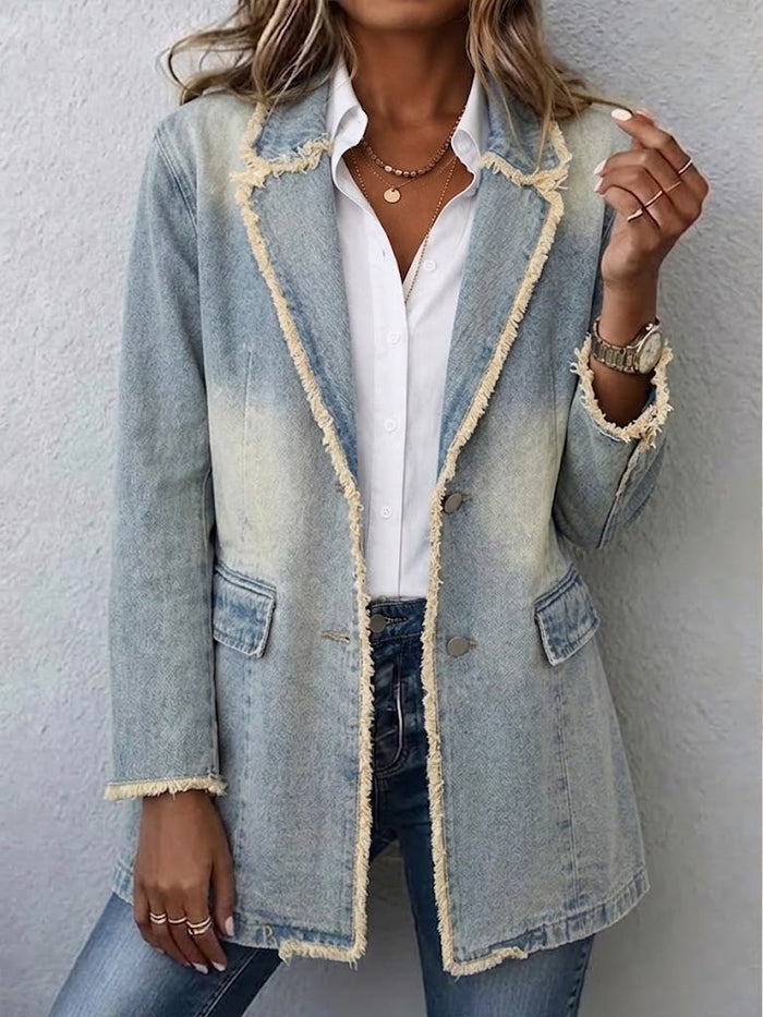 Hannah | Chaqueta estilo vintage oversize con bordes sin rematar