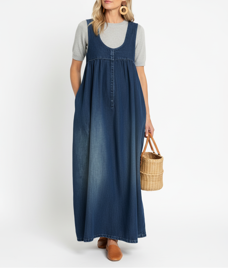 Iwona - Maxi Vestido hecho de Denim Vintage