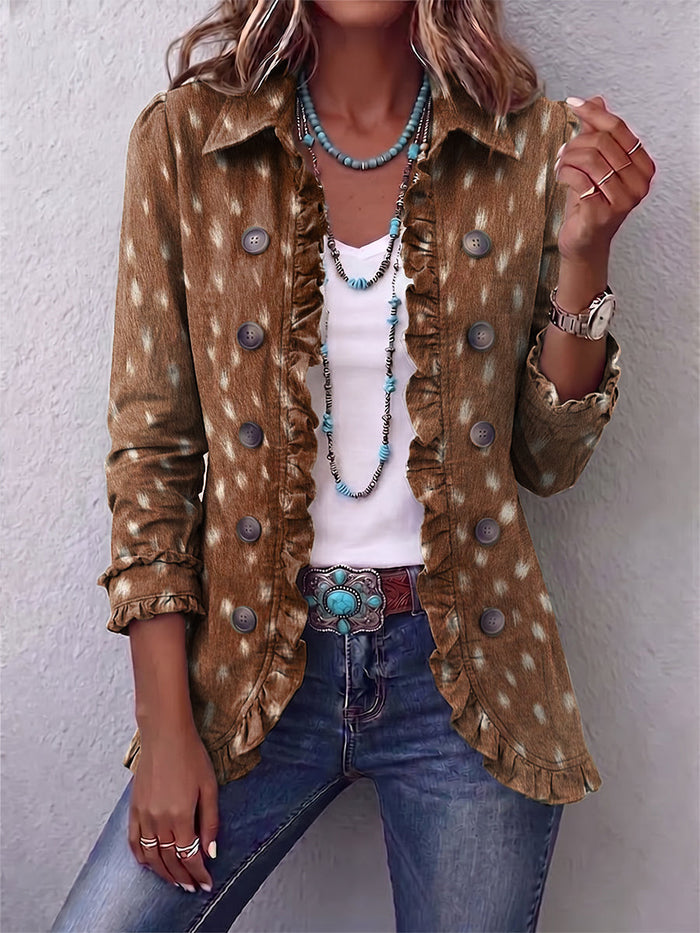 Layla | Chaqueta Boho Estampado Animal con Volantes