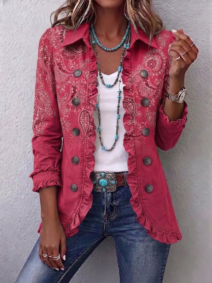 Camila | Chaqueta con volantes y estampado de cachemira vintage