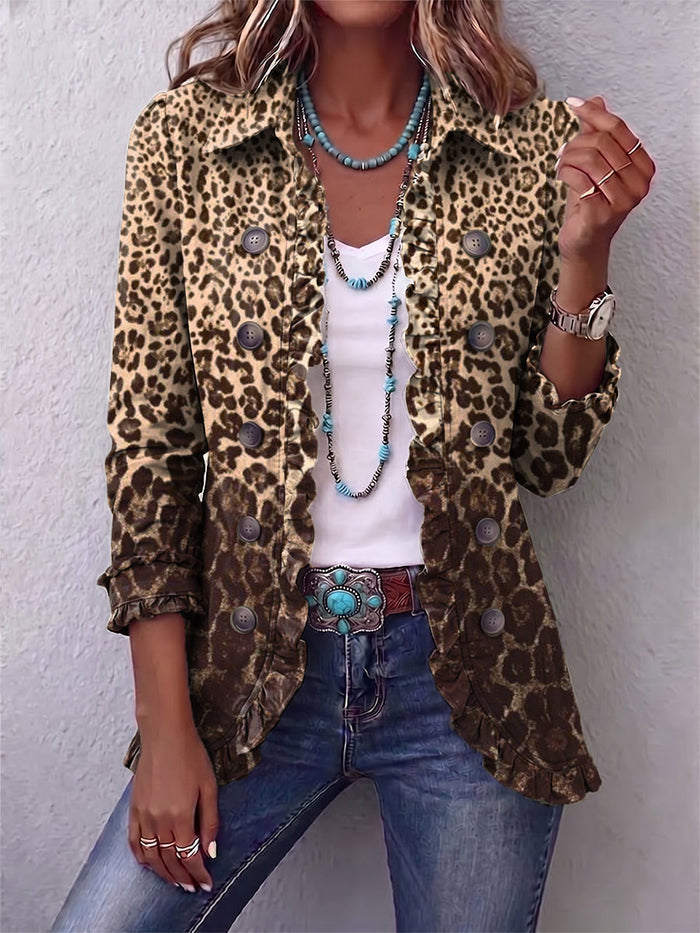 Abigail | Chaqueta con volantes y estampado de leopardo