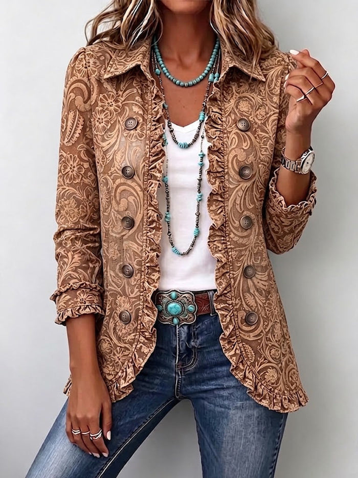 Madison | Chaqueta con volantes y estampado floral bohemio vintage