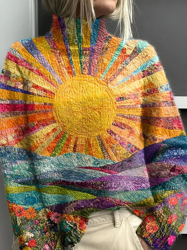 DELACROIX | Jersey de Cuello Alto con Diseño de Sol Florido Amélie
